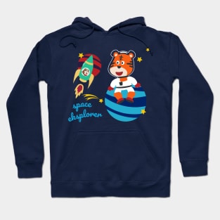 Space tiger or astronaut in a space suit with cartoon style. Hoodie